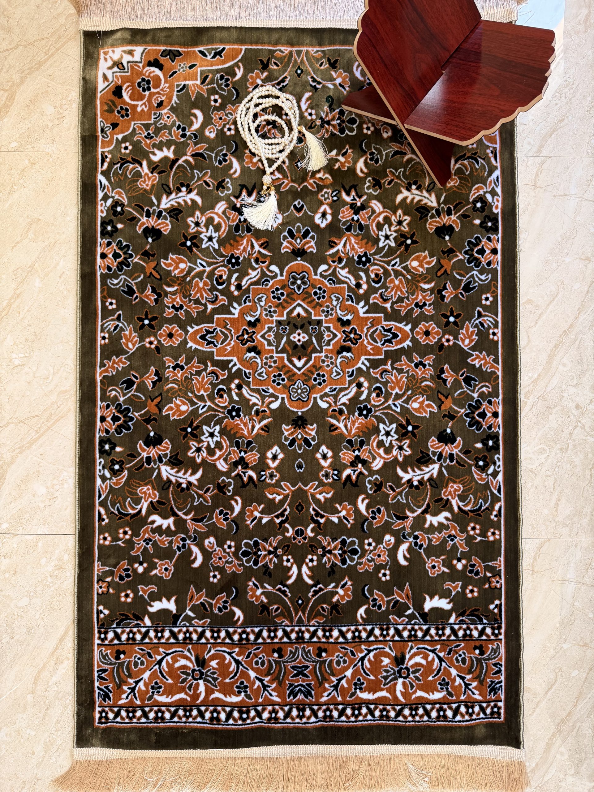 Turkish Prayer Mat Green Al Rawdah Medina Style