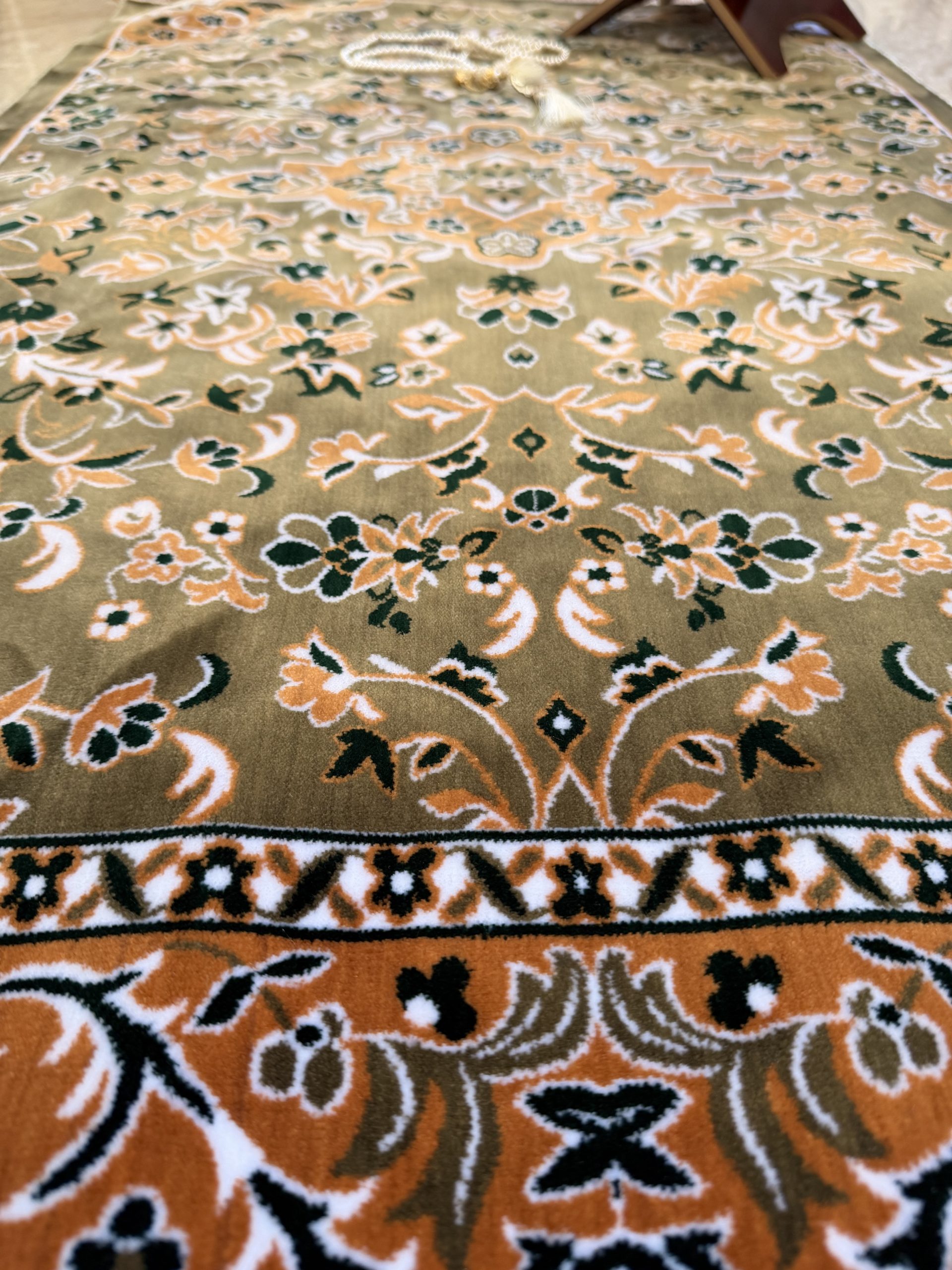 Turkish Prayer Mat Green Al Rawdah Medina Style a2