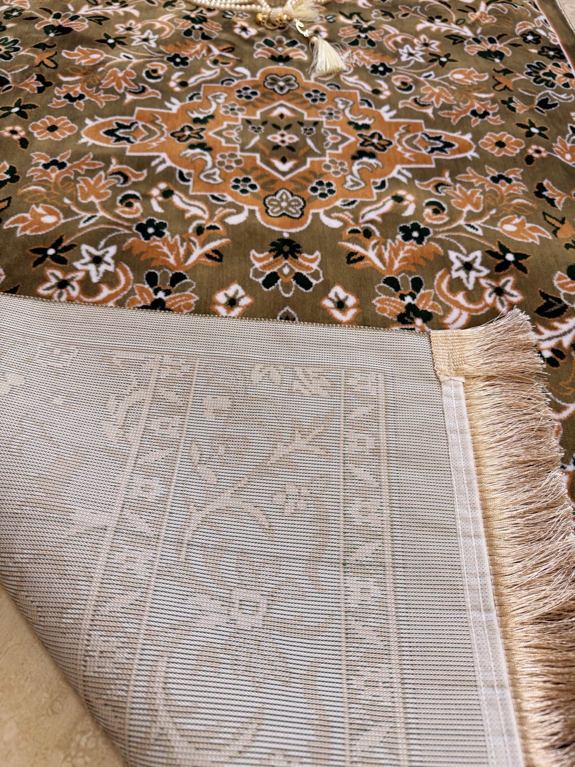 Turkish Prayer Mat Green Al Rawdah Medina Style a3