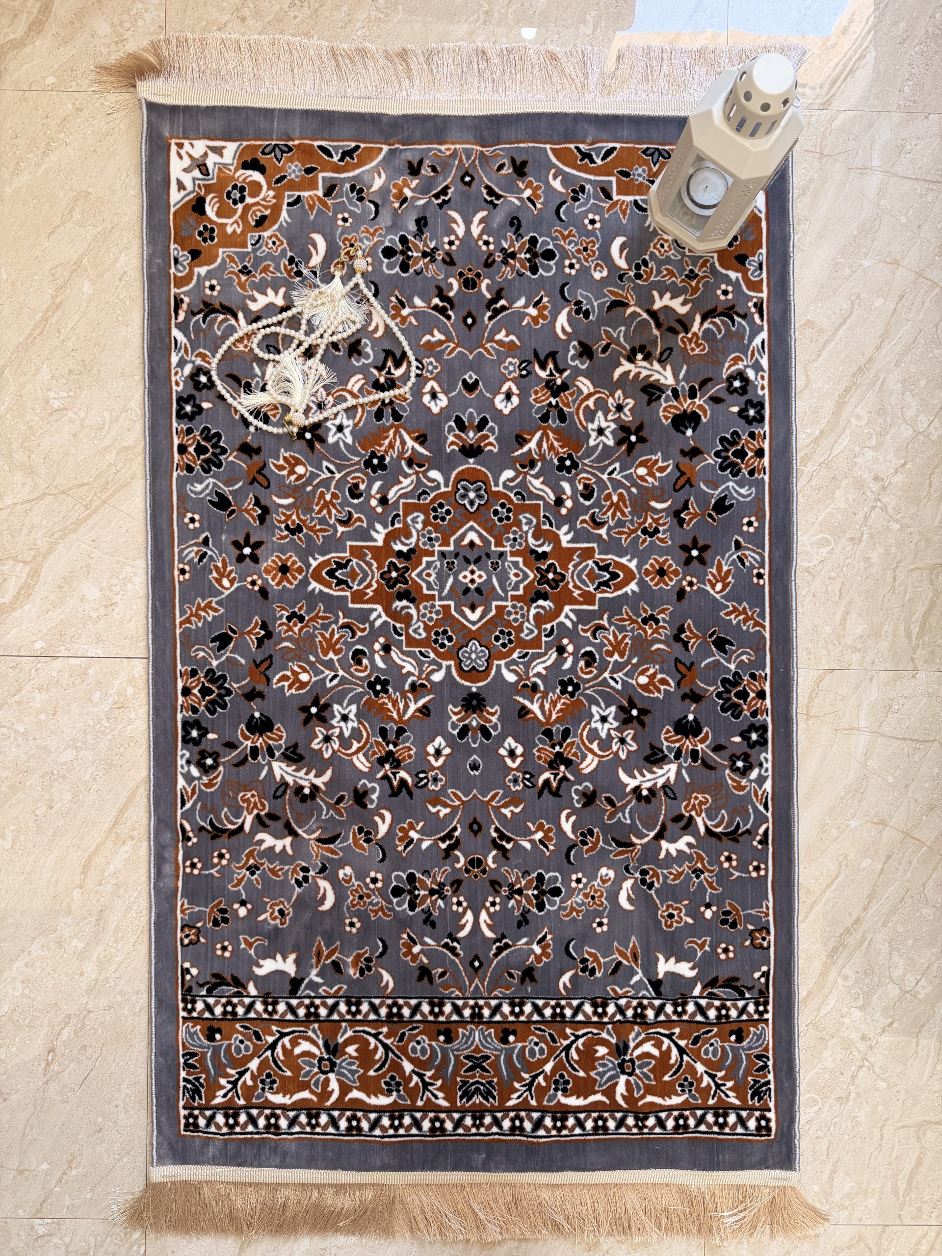Turkish Prayer Mat Grey Al Rawdah Medina Style