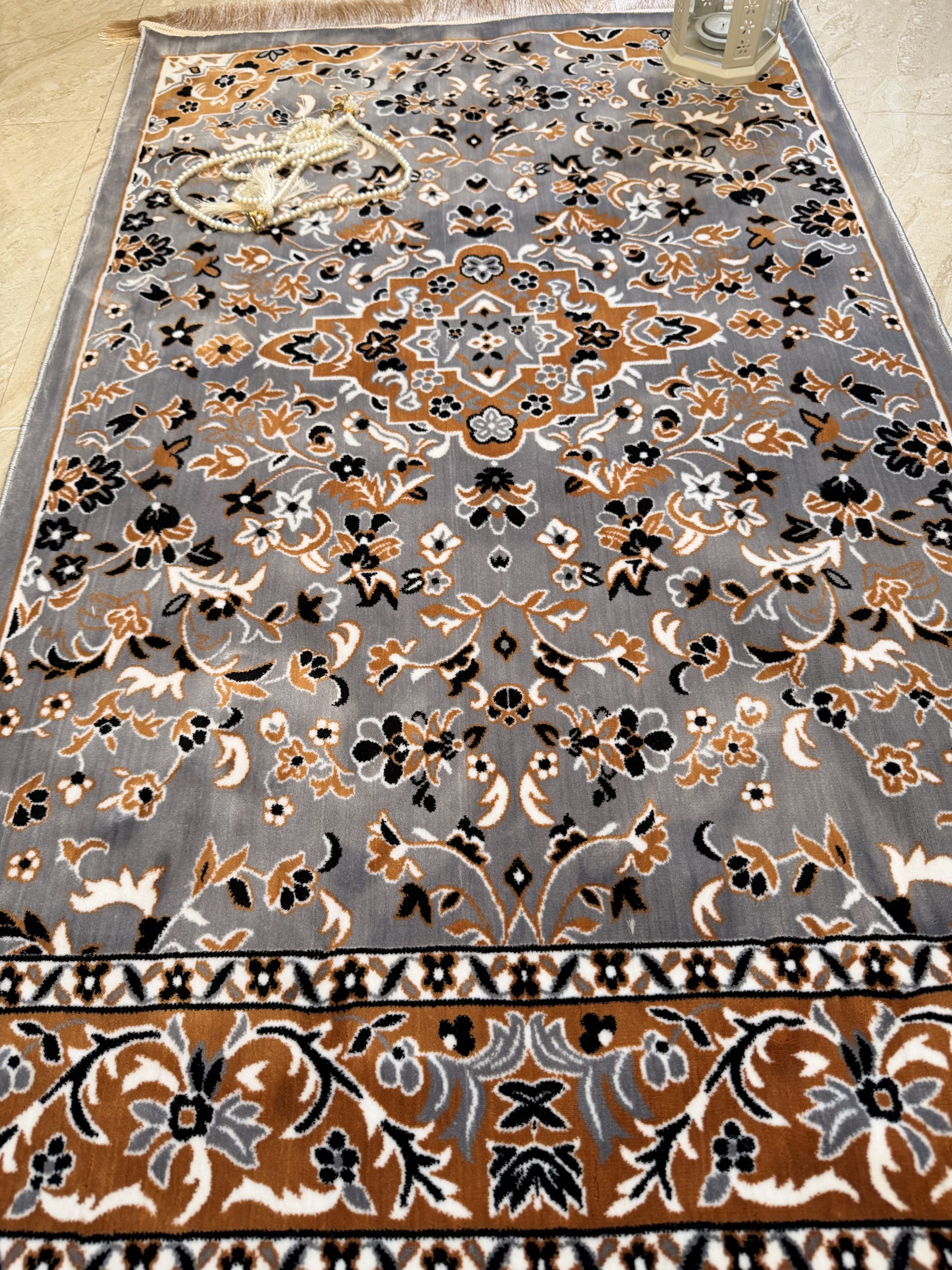 Turkish Prayer Mat Grey Al Rawdah Medina Style a2