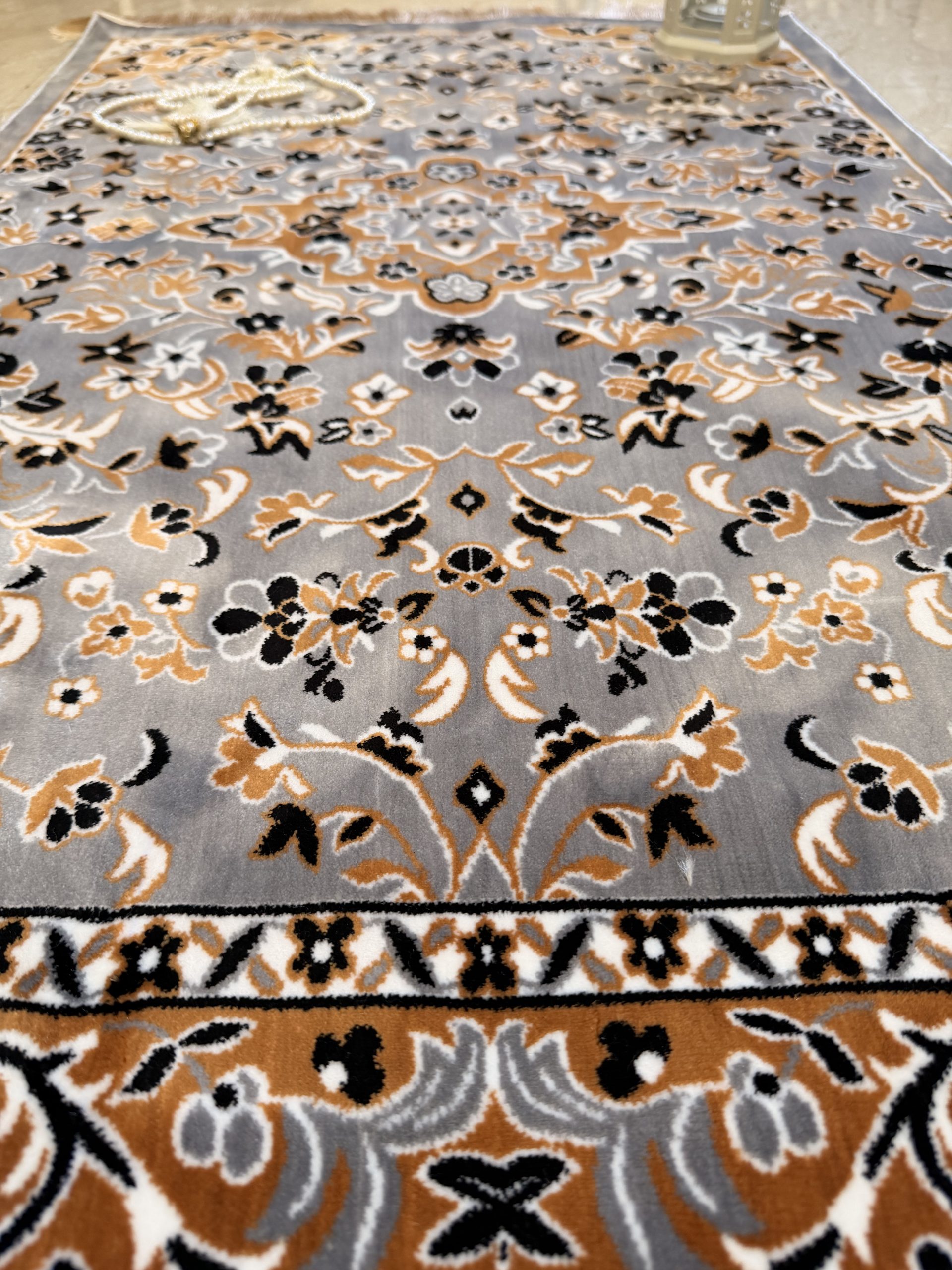 Turkish Prayer Mat Grey Al Rawdah Medina Style a3