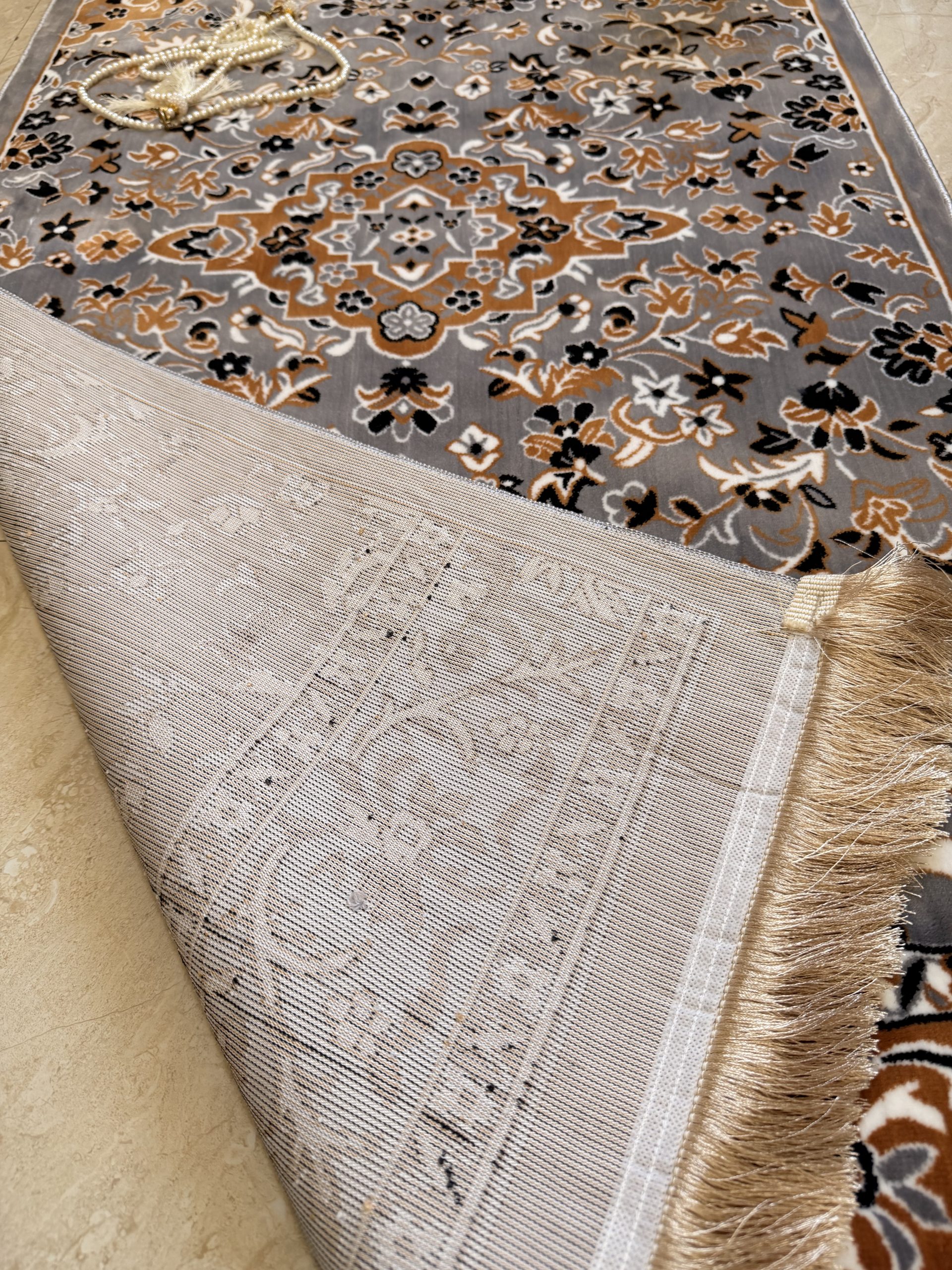 Turkish Prayer Mat Grey Al Rawdah Medina Style a4