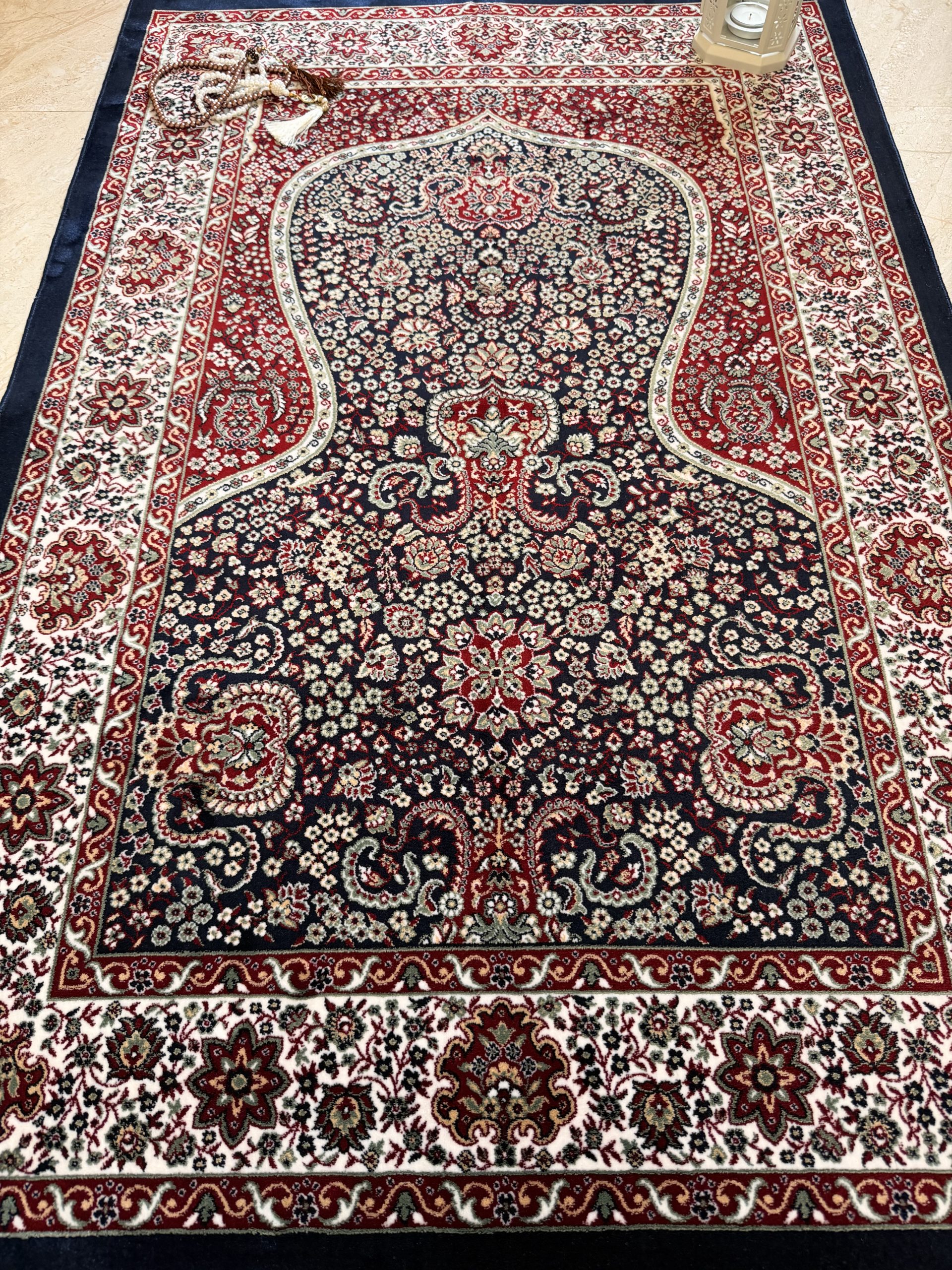Premium Turkish Prayer Mat - Blue Red - a1