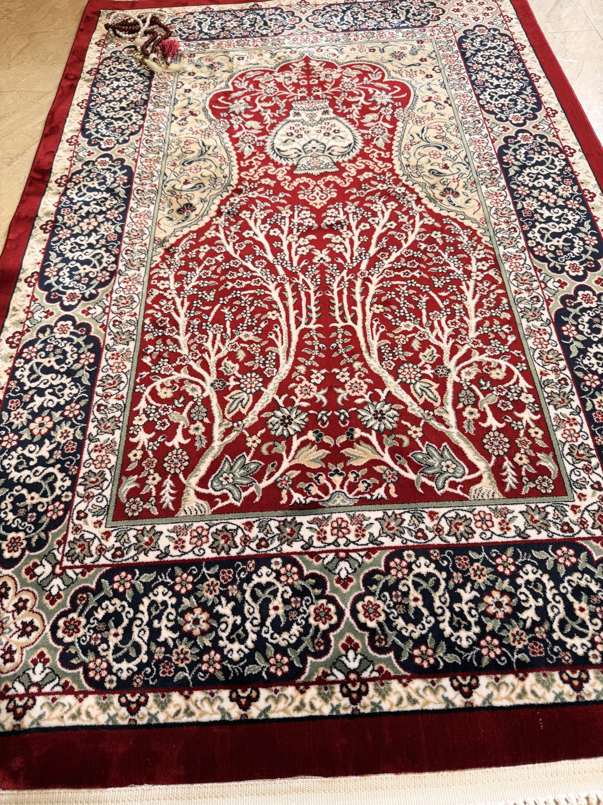 Premium Turkish Blue Red Gold Prayer Mat v2