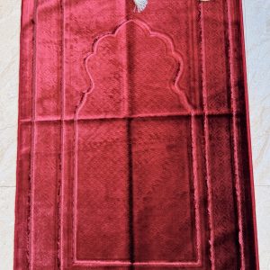 Velvet Islamic Prayer Mat Turkish Luxury Janamaz Sajadah (Red)